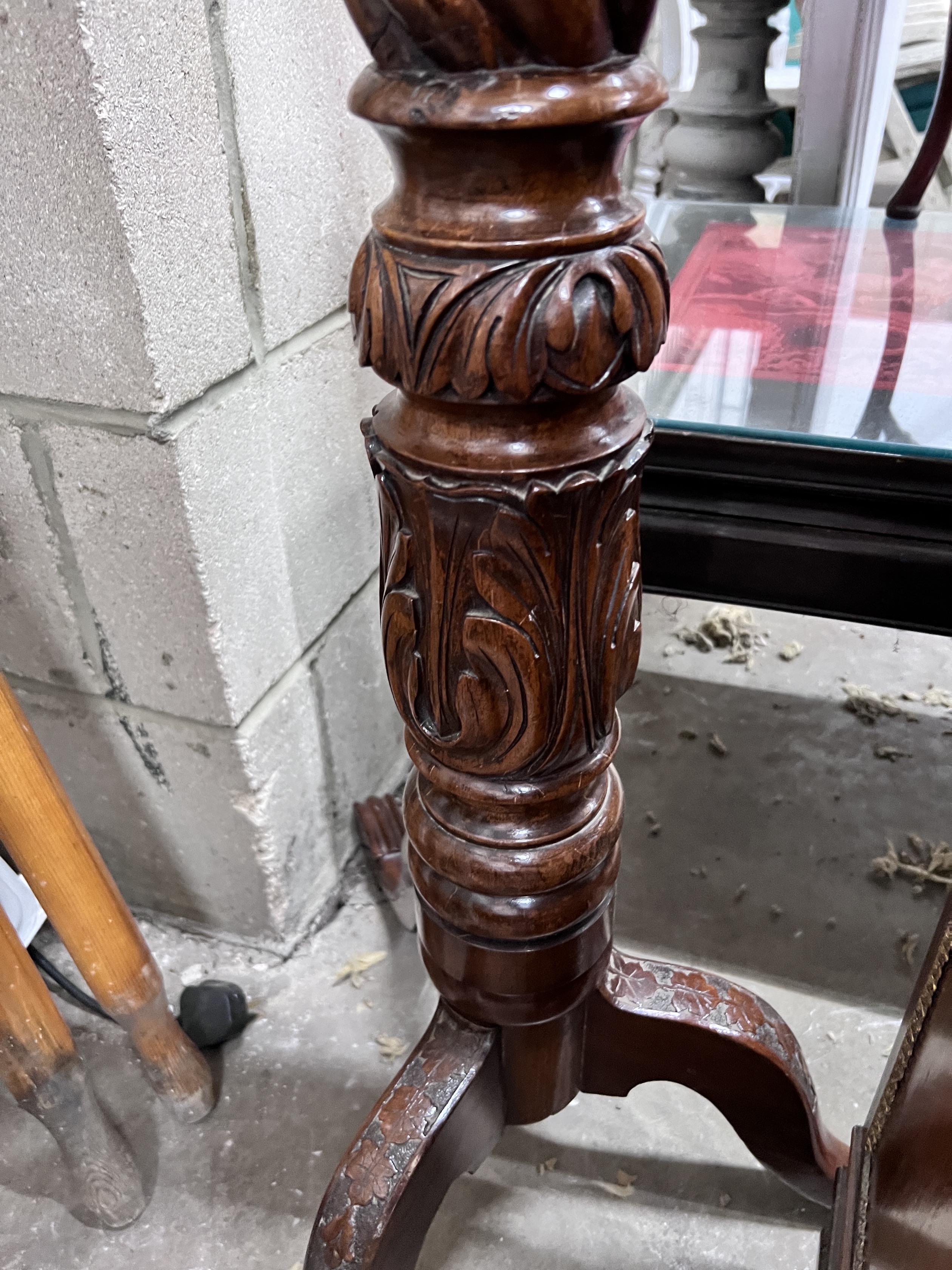 A Victorian style mahogany torchere, height 135cm